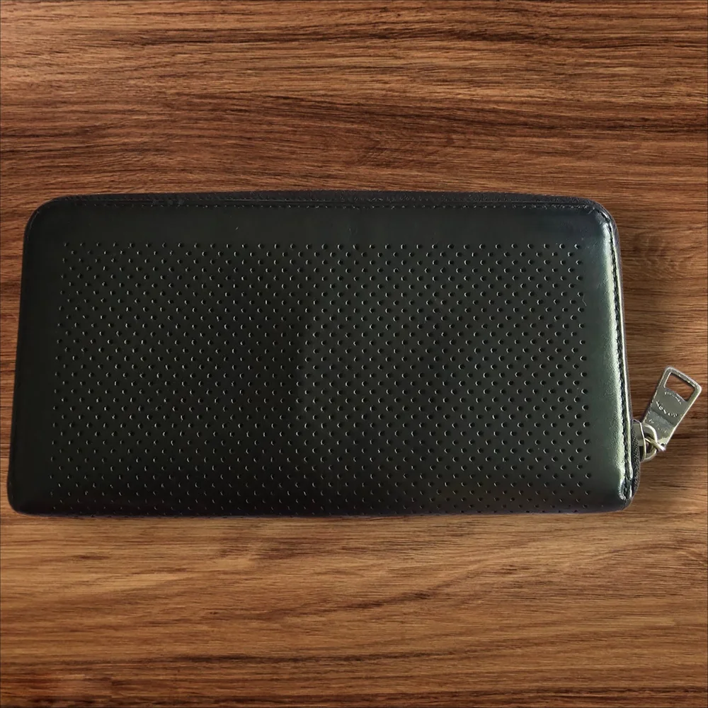 Coach Black Perforated Leather Zip Around Wallet - Picture 2 of 3